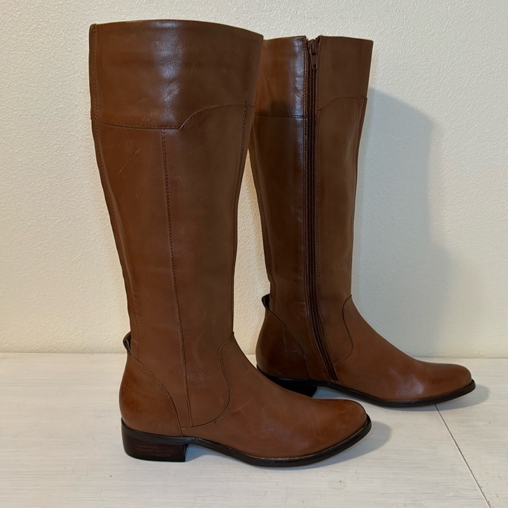 Corso Como Brown Leather Tall Knee High Boots Size 5.5 Medium